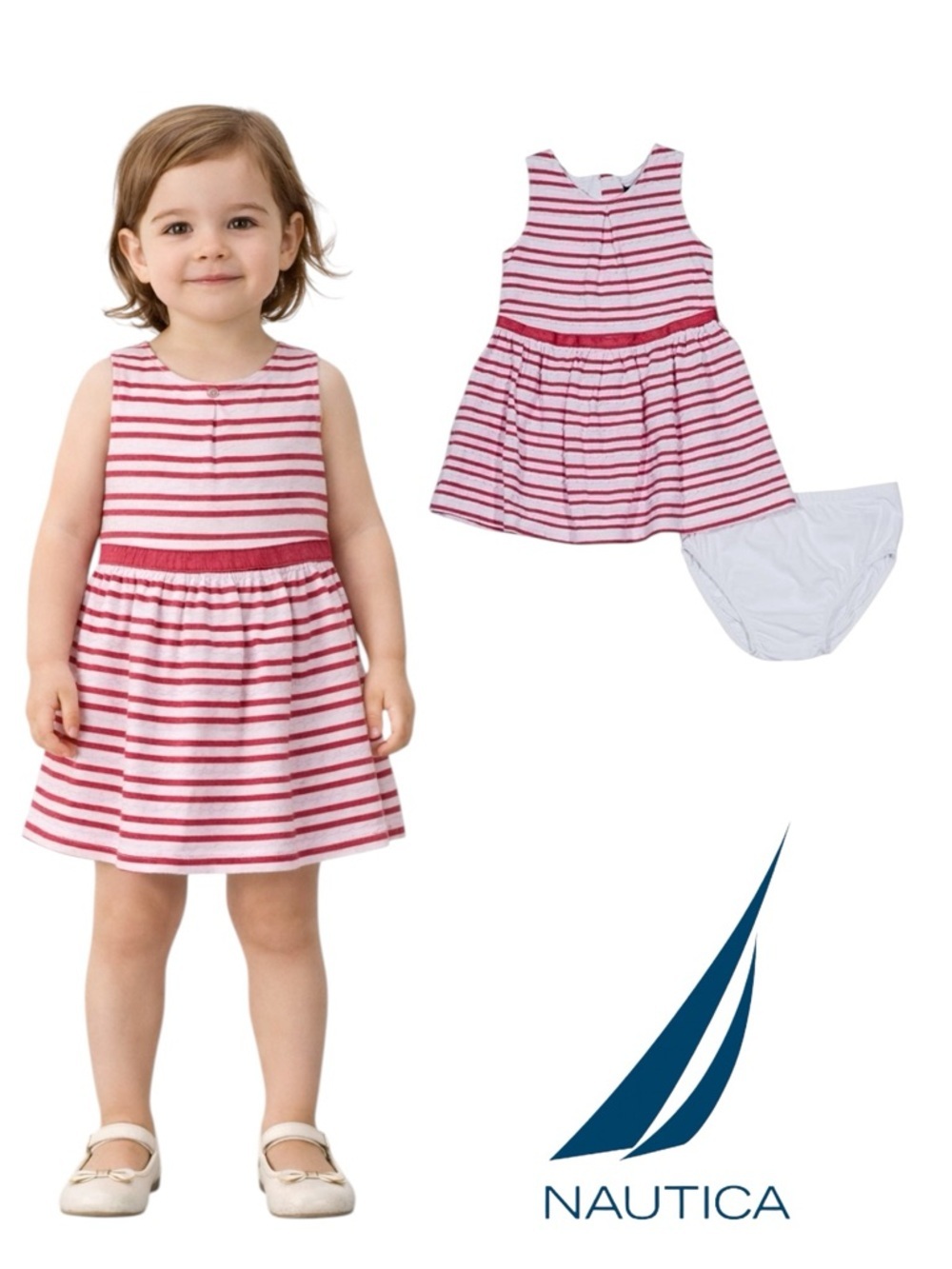 NAUTICA Kids Coral Patterned Sleeveless Dress NWT Size 24M